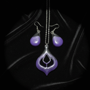 Royal Purple Glow Resin Jewelry Set β Handmade Pendant & Earrings