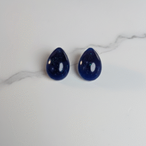 Blue Glitter Resin Stud Earrings – Lightweight Handmade Jewelry