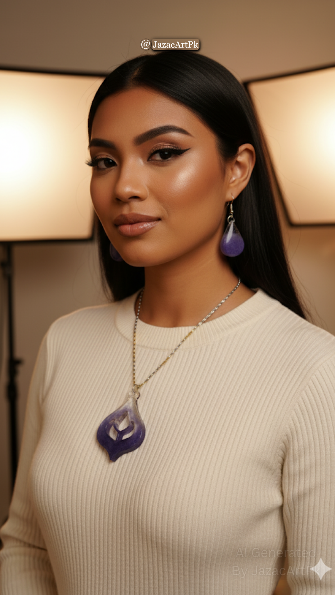 Royal Purple Glow Resin Jewelry Set – Handmade Pendant & Earrings - Image 8