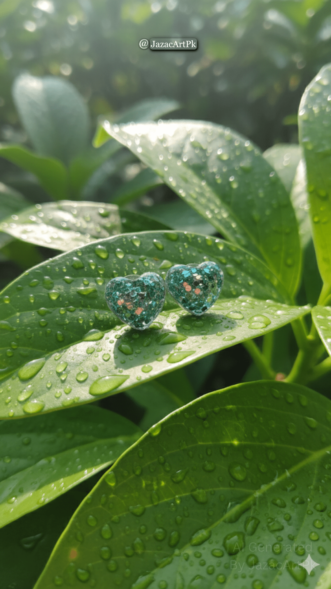 Green Glitter Heart Resin Stud Earrings – Lightweight Sparkle Jewelry - Image 6
