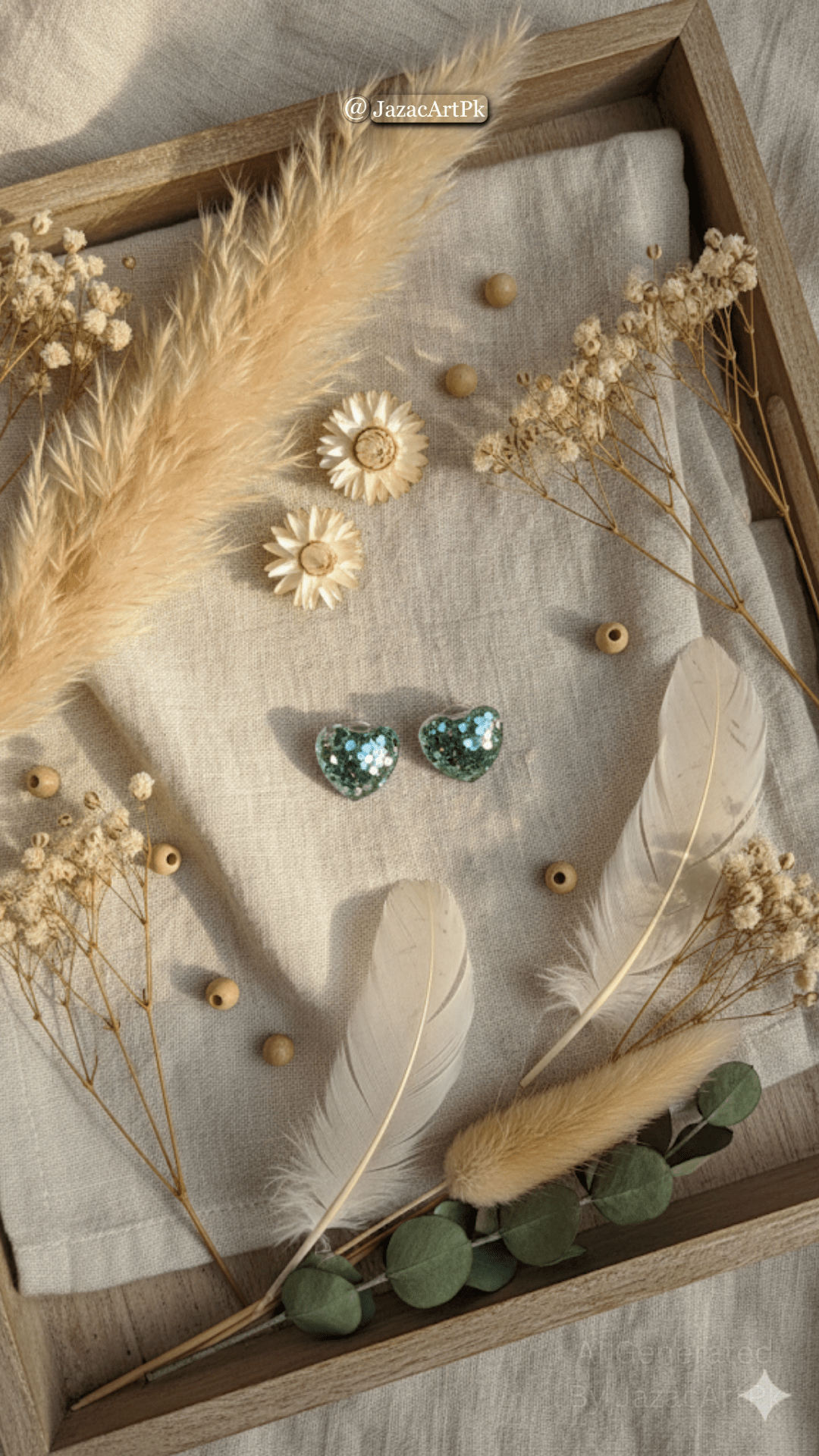 Green Glitter Heart Resin Stud Earrings – Lightweight Sparkle Jewelry - Image 8