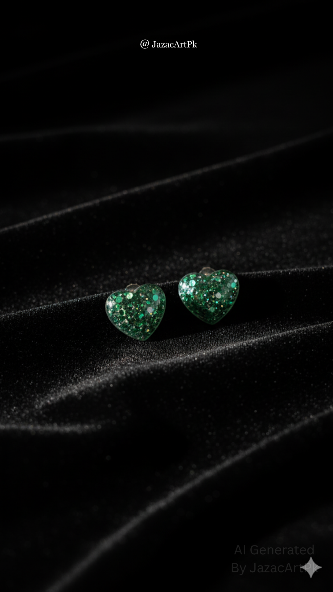 Green Glitter Heart Resin Stud Earrings – Lightweight Sparkle Jewelry - Image 9